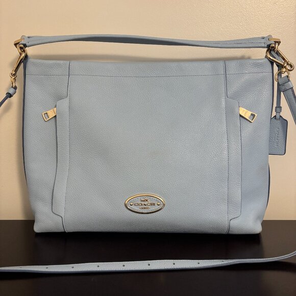 Coach Light Blue Pebbled Leather Large Scout Hobo - Picture 2 of 16